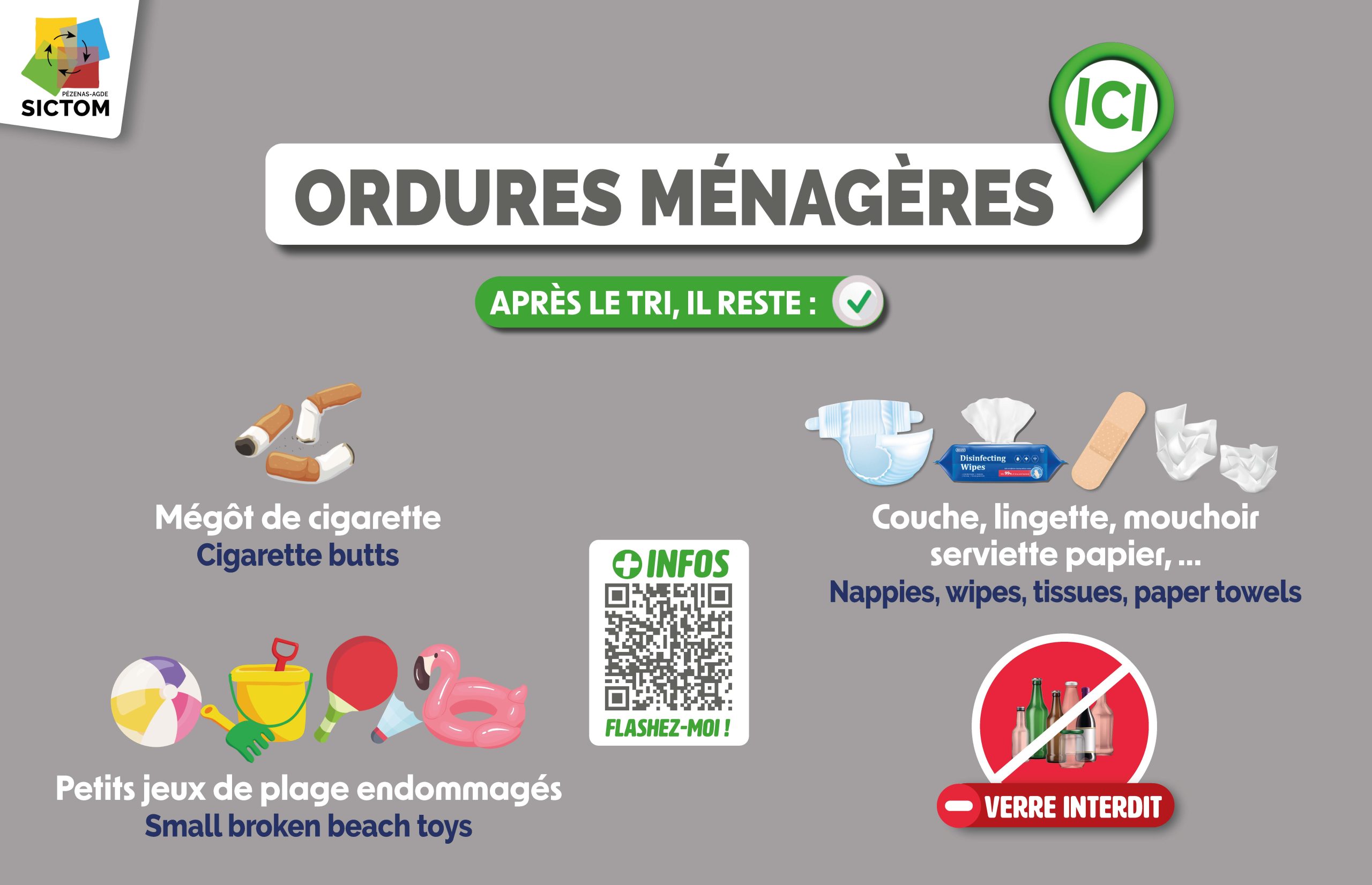 visuel consignes tri ordures ménagères - je trie à la plage - tri hors foyer citeo