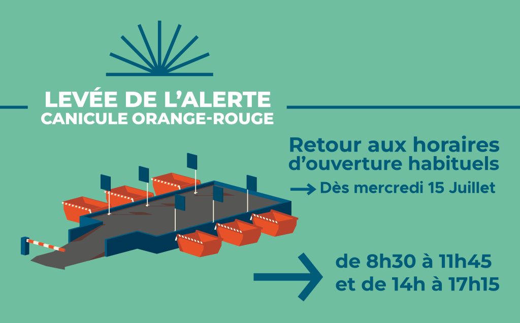 Levée de l’alerte canicule : Mercredi 15 juillet - Retour aux horaires habituels en déchèteries